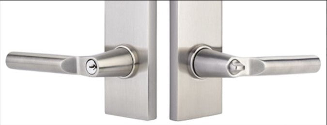 Emtek Hanover Key In Lever Lockset Single Cylinder with modern rectangular Rosette