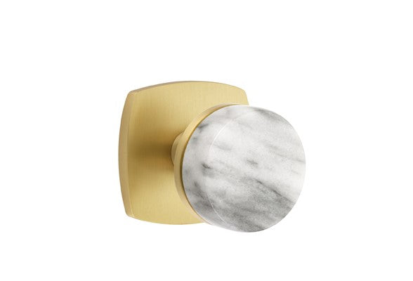 Emtek Select Conical White Marble Knob with Urban Modern Rosette