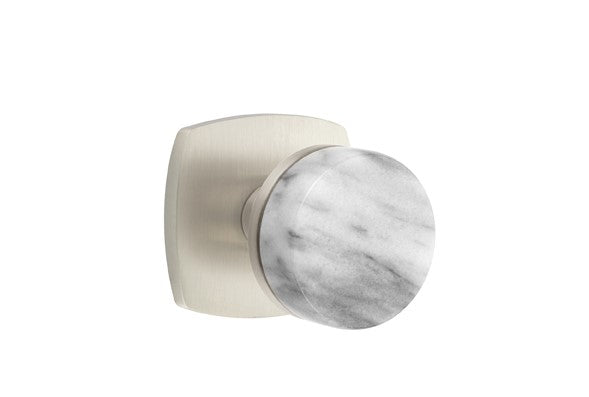 Emtek Select Conical White Marble Knob with Urban Modern Rosette