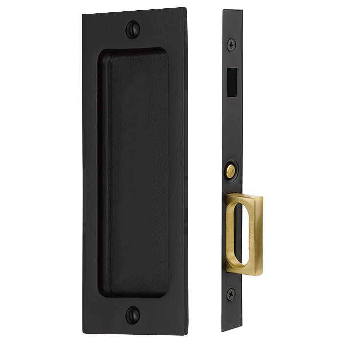 Emtek Sandcast Bronze Rustic Modern Rectangular Pocket Door Mortise Locks