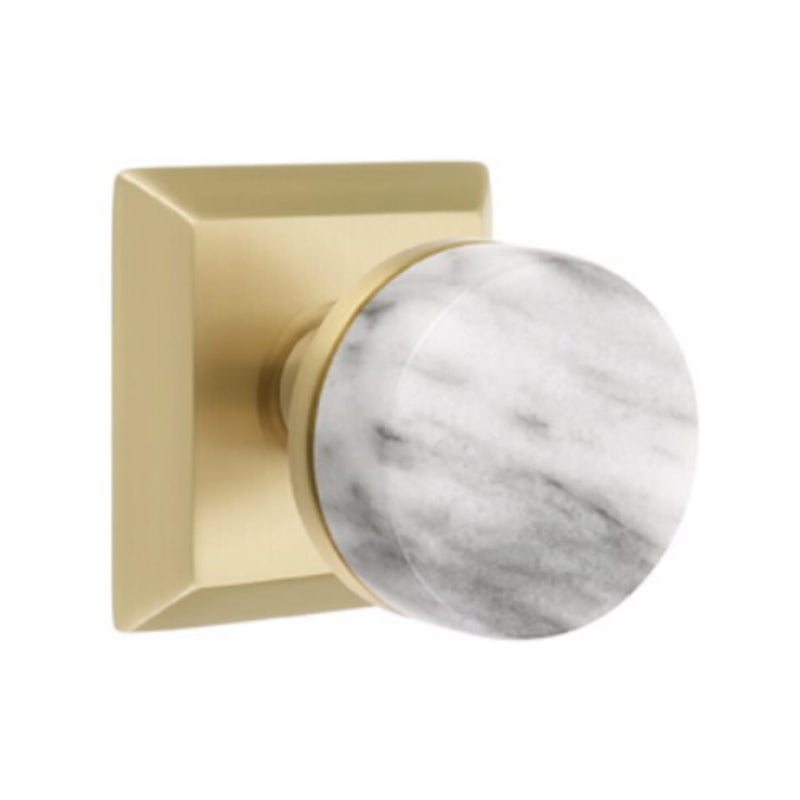 Emtek Select Conical White Marble Concealed Screws Knob with Quincy Rosette