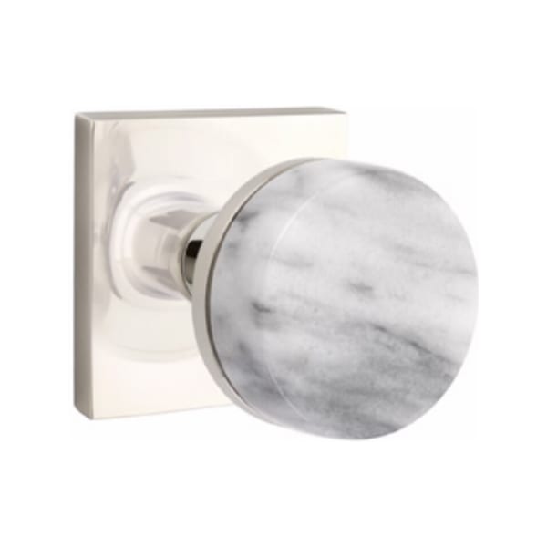 Emtek Select Conical White Marble Knob with Square Rosette