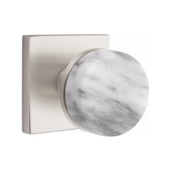 Emtek Select Conical White Marble Knob Concealed Screws with Square Rosette