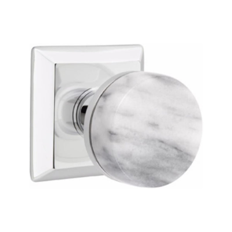 Emtek Select Conical White Marble Knob with Quincy Rosette