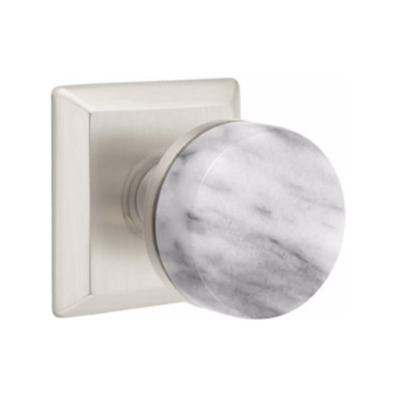 Emtek Select Conical White Marble Concealed Screws Knob with Quincy Rosette