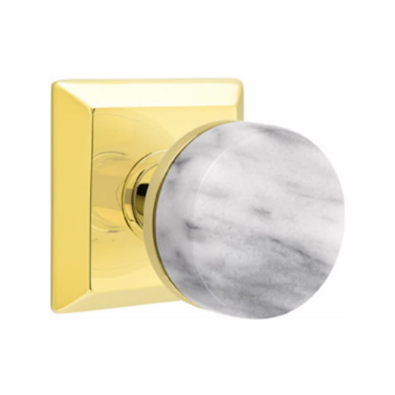Emtek Select Conical White Marble Knob with Quincy Rosette
