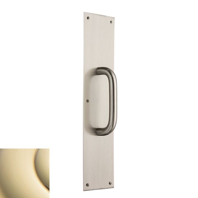 Baldwin 2357003 Pull Plate 4" x 16" with Contemporary Pull Lifetime Brass Finish - Lifetime Brass - Brass