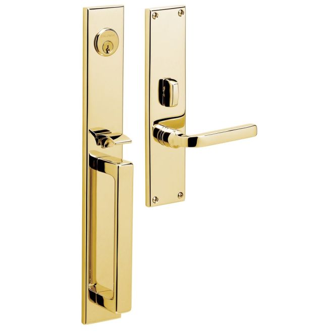 Baldwin 6976031RENT Minneapolis Right Hand Single Cylinder Entry Mortise Lock Trim Unlacquered Brass Finish - Right Hand - NA