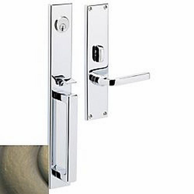 Baldwin 6976050RENT Minneapolis Right Hand Single Cylinder Entry Mortise Lock Trim Antique Brass Finish - Right Hand - NA