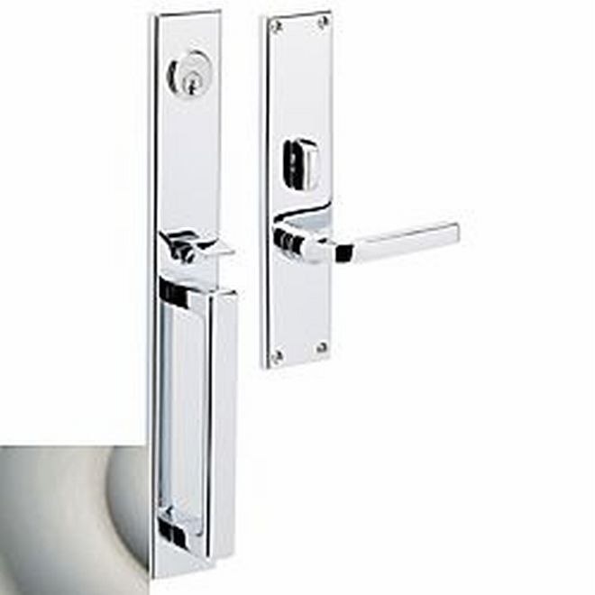 Baldwin 6976056RENT Minneapolis Right Hand Single Cylinder Entry Mortise Lock Trim Lifetime Satin Nickel Finish - Right Hand - NA