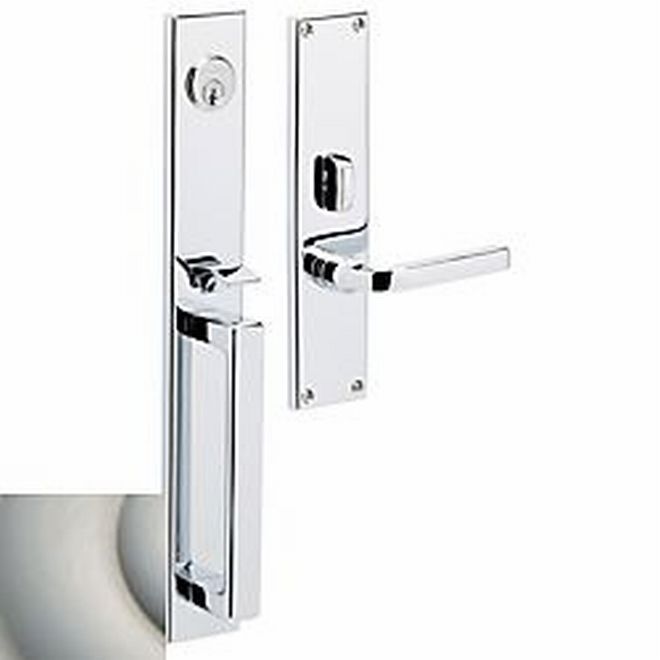 Baldwin 6976150RDBL Minneapolis Right Hand Double Cylinder Entry Mortise Lock Trim Satin Nickel Finish - Right Hand - NA
