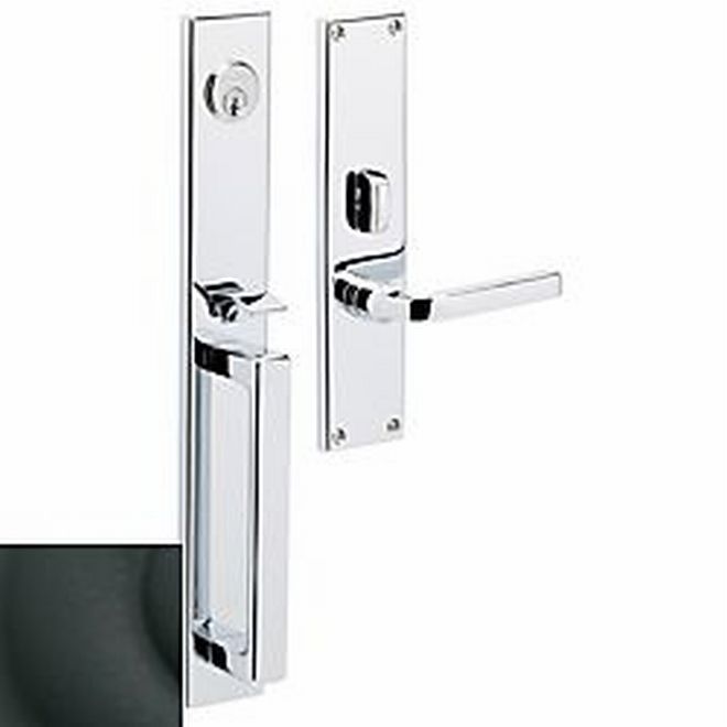Baldwin 6976190RENT Minneapolis Right Hand Single Cylinder Entry Mortise Lock Trim Satin Black Finish - Right Hand - NA