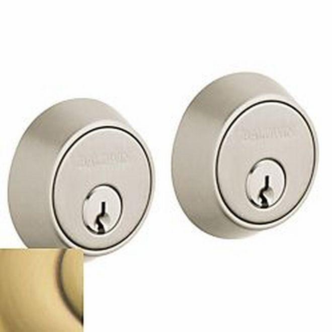 Baldwin 8011060 Contemporary 1-5/8" Double Cylinder Deadbolt Satin Brass and Brown Finish - Satin Brass with Brown - NA
