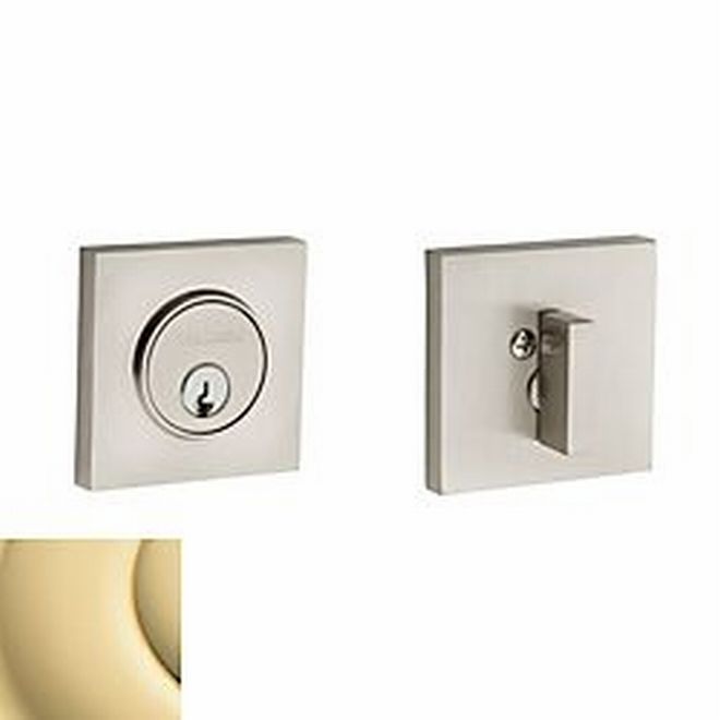 Baldwin 8220031 Contemporary Square Single Cylinder Deadbolt Unlacquered Brass Finish - Unlacquered Brass - NA