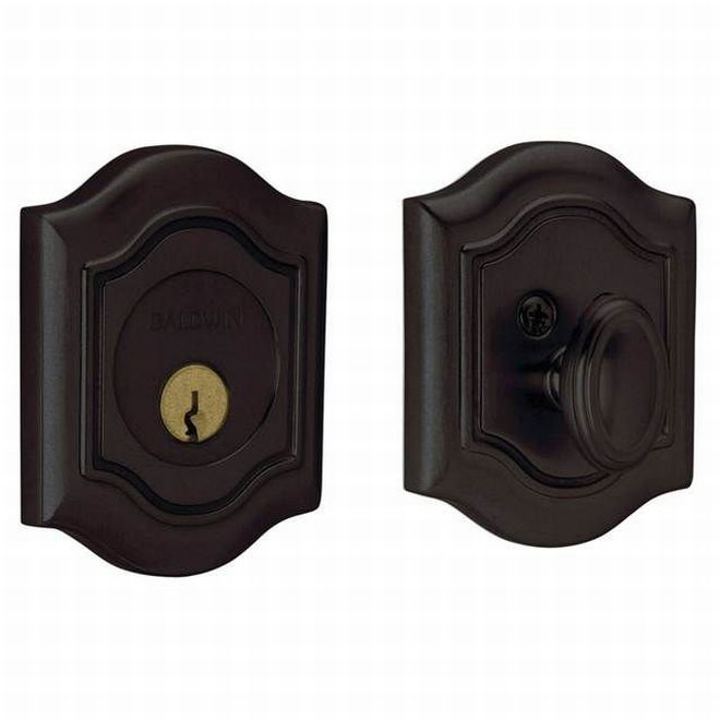 Baldwin 8237402 Bethpage Single Cylinder Deadbolt Distressed Oil Rubbed Bronze Finish - Distressed Oil Rubbed Bronze - NA