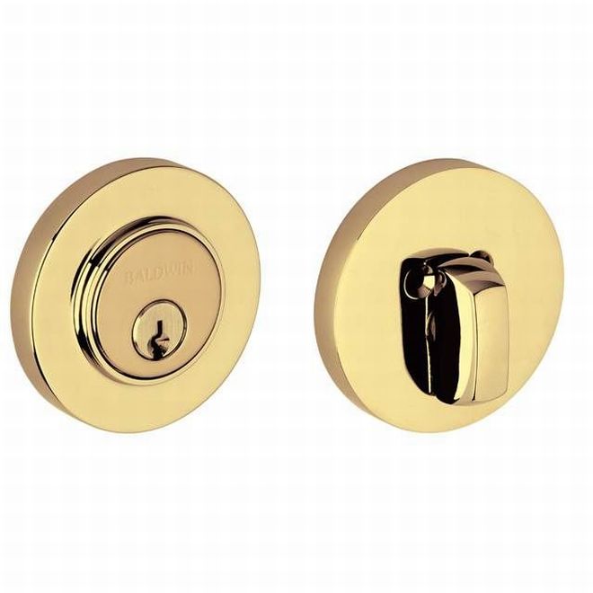 Baldwin 8244031 Contemporary Low Profile 2-1/8" Single Cylinder Deadbolt Unlacquered Brass Finish - NA - NA