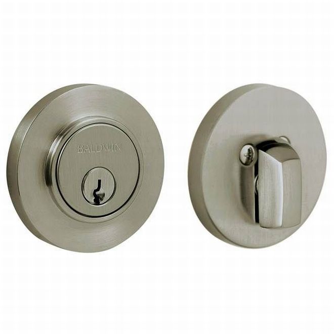 Baldwin 8244151 Contemporary Low Profile 2-1/8" Single Cylinder Deadbolt Antique Nickel Finish - NA - NA