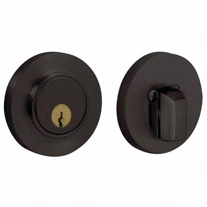 Baldwin 8244402 Contemporary Low Profile 2-1/8" Single Cylinder Deadbolt Distressed Oil Rubbed Bronze Finish - NA - NA