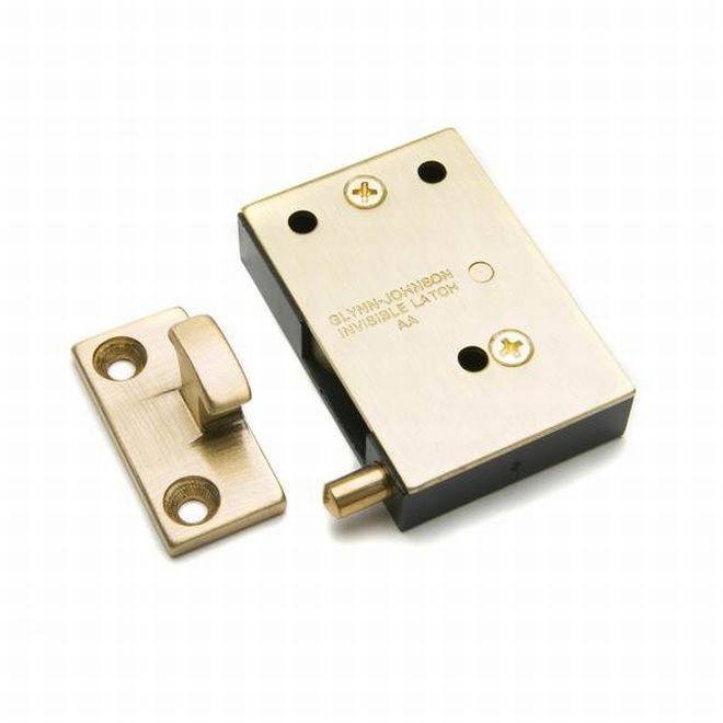 Ives CL114 Invisible Cabinet Latch Satin Brass Finish - Satin Brass - NA