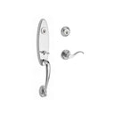 Baldwin Reserve DCCHEXCURRTRR260 Double Cylinder Chesapeake Handleset with Right Hand Curve Lever and Traditional Round Rose with 6AL Latch and Dual Strike Bright Chrome Finish - Right Hand - NA