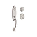Baldwin Reserve DCCHEXELLTAR150 Double Cylinder Chesapeake Handleset with Ellipse Knob Traditional Arch Rose with 6AL Latch and Dual Strike Satin Nickel Finish - Satin Nickel - NA