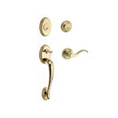 Baldwin Reserve DCCOLXCURRTRR003 Double Cylinder Columbus Handleset with Right Hand Curve Lever and Traditional Round Rose with 6AL Latch and Dual Strike Lifetime Brass Finish - Right Hand - NA