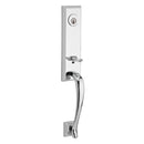 Baldwin Reserve DCDELXELLTAR260 Double Cylinder Del Mar Handleset with Ellipse Knob Traditional Arch Rose with 6AL Latch and Dual Strike Bright Chrome Finish - NA - NA