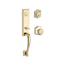 Baldwin Reserve DCDELXROUTAR003 Double Cylinder Del Mar Handleset with Round Knob and Traditional Arch Rose with 6AL Latch and Dual Strike Lifetime Brass Finish - NA - NA