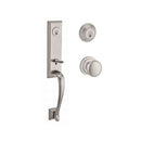 Baldwin Reserve DCDELXROUTRR150 Double Cylinder Del Mar Handleset with Round Knob and Traditional Round Rose with 6AL Latch and Dual Strike Satin Nickel Finish - NA - NA