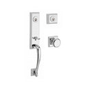 Baldwin Reserve DCDELXROUTSR260 Double Cylinder Del Mar Handleset with Round Knob and Traditional Square Rose with 6AL Latch and Dual Strike Bright Chrome Finish - NA - NA