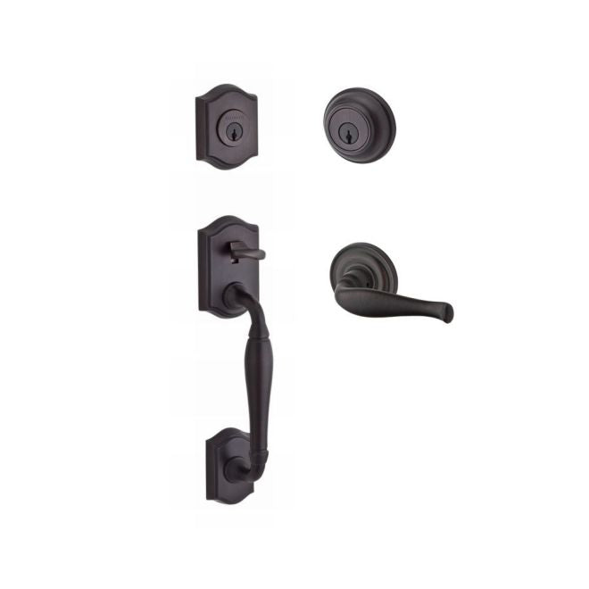 Baldwin Reserve DCWESXDECRTRR112 Double Cylinder Westcliff Handleset with Right Hand Decorative Lever and Traditional Round Rose with 6AL Latch and Dual Strike Venetian Bronze Finish - Right Hand - NA