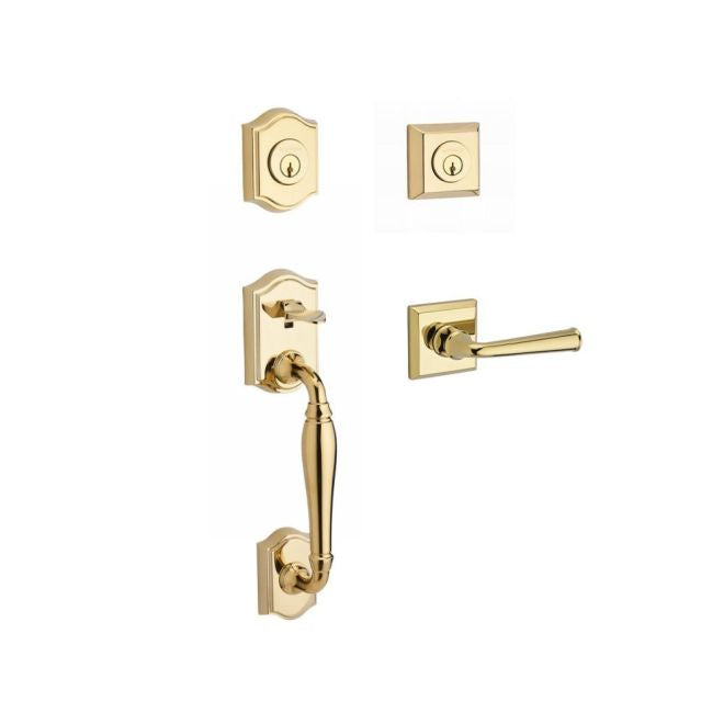 Baldwin Reserve DCWESXFEDRTSR003 Double Cylinder Westcliff Handleset with Right Hand Federal Lever and Traditional Square Rose with 6AL Latch and Dual Strike Lifetime Brass Finish - Right Hand - NA
