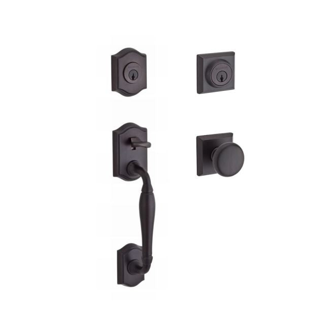 Baldwin Reserve DCWESXROUTSR112 Double Cylinder Westcliff Handleset with Round Knob and Traditional Square Rose with 6AL Latch and Dual Strike Venetian Bronze Finish - NA - NA