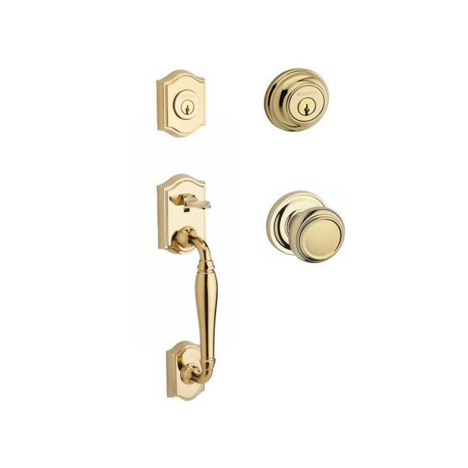 Baldwin Reserve DCWESXTRATRR003 Double Cylinder Westcliff Handleset with Traditional Knob and Traditional Round Rose with 6AL Latch and Dual Strike Lifetime Brass Finish - NA - NA
