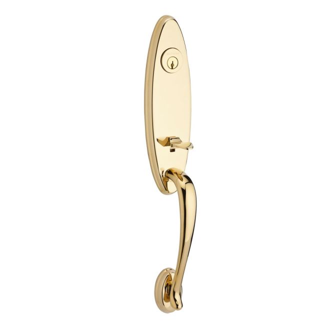 Baldwin Reserve FDCHEXCURLTRR003 Full Dummy Chesapeake Handleset Left Hand Curve Lever and Traditional Round Rose Lifetime Brass Finish - Left Hand - NA