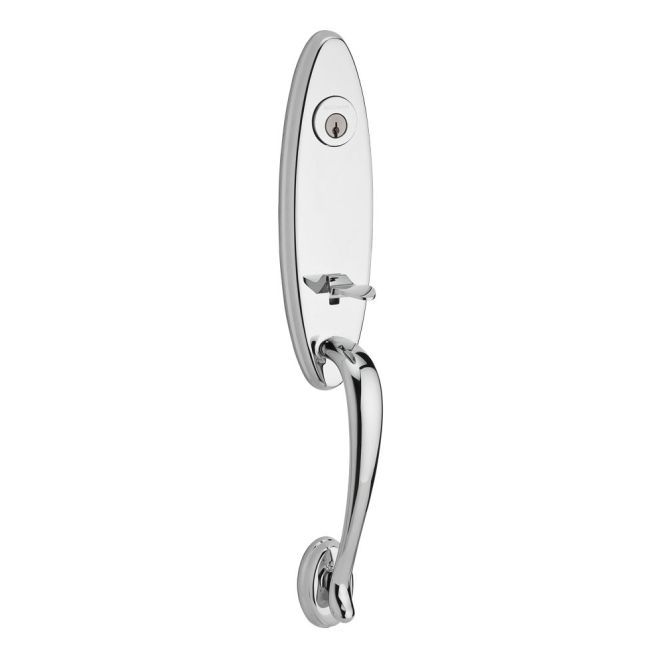 Baldwin Reserve FDCHEXCURLTRR260 Full Dummy Chesapeake Handleset Left Hand Curve Lever and Traditional Round Rose Bright Chrome Finish - Left Hand - NA