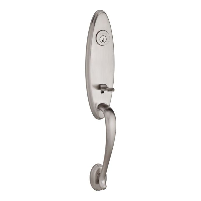 Baldwin Reserve FDCHEXCURRTAR150 Full Dummy Chesapeake Handleset Right Hand Curve Lever and Traditional Arch Rose Satin Nickel Finish - Right Hand - NA