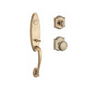 Baldwin Reserve FDCHEXROUTAR049 Full Dummy Chesapeake Handleset Round Knob and Traditional Arch Rose Matte Brass and Black Finish - NA - NA