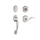 Baldwin Reserve FDCOLXCURLTAR150 Full Dummy Columbus Handleset Left Hand Curve Lever and Traditional Arch Rose Satin Nickel Finish - Left Hand - NA