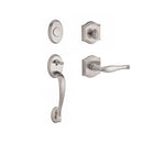 Baldwin Reserve FDCOLXDECLTAR150 Full Dummy Columbus Handleset Left Hand Decorative Lever and Traditional Arch Rose Satin Nickel Finish - Left Hand - NA