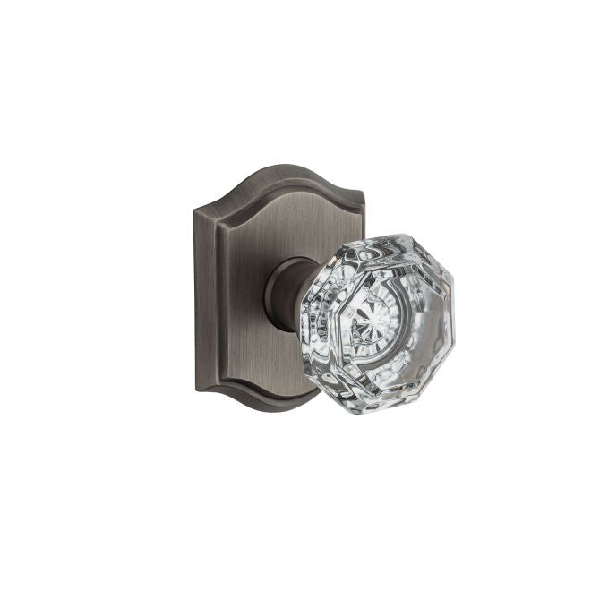 Baldwin Reserve FDCRYTAR152 Full Dummy Crystal Knob and Traditional Arch Rose Matte Antique Nickel Finish - Matte Antique Nickel - Brass