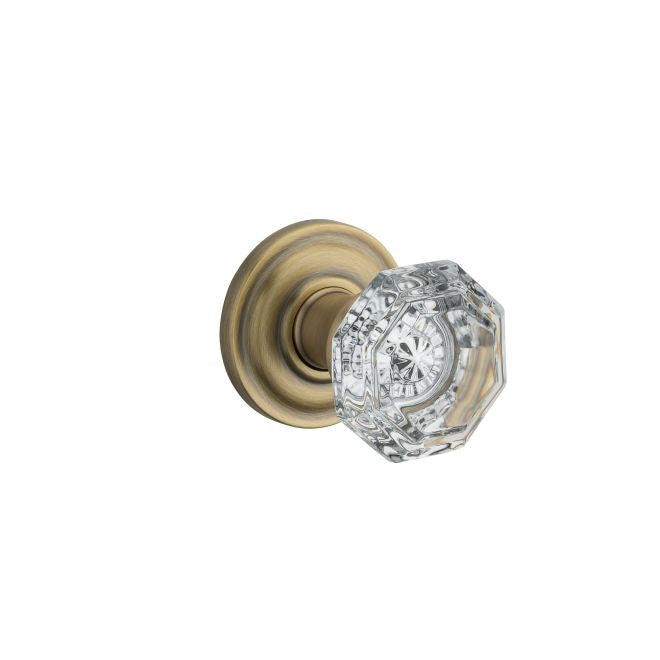 Baldwin Reserve FDCRYTRR049 Full Dummy Crystal Knob and Traditional Round Rose Matte Brass and Black Finish - Matte Brass and Black - Brass