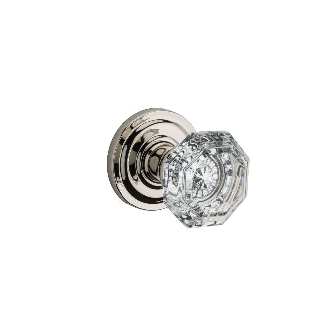 Baldwin Reserve FDCRYTRR141 Full Dummy Crystal Knob and Traditional Round Rose Bright Nickel Finish - Bright Nickel - Brass