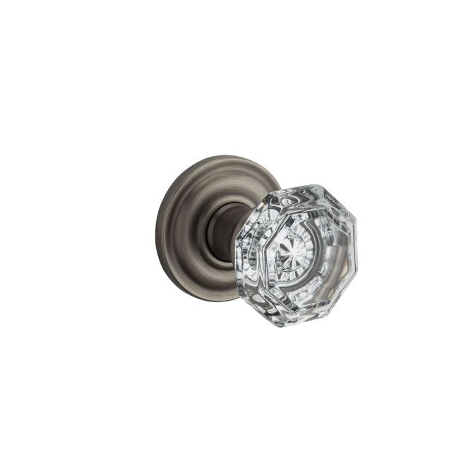 Baldwin Reserve FDCRYTRR152 Full Dummy Crystal Knob and Traditional Round Rose Matte Antique Nickel Finish - Matte Antique Nickel - Brass