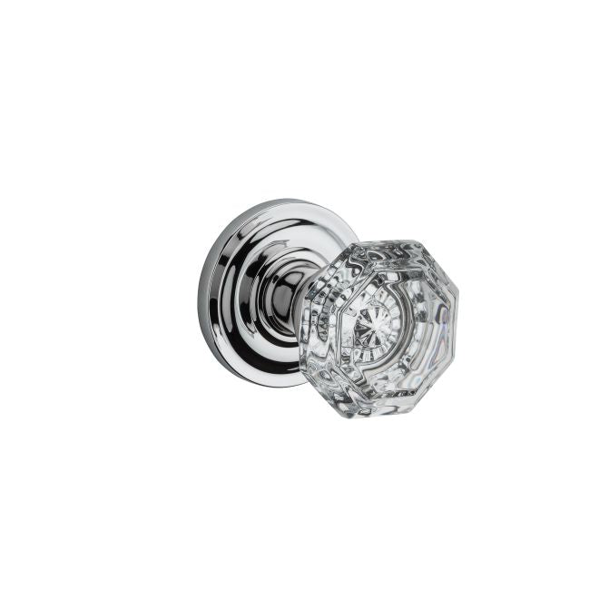 Baldwin Reserve FDCRYTRR260 Full Dummy Crystal Knob and Traditional Round Rose Bright Chrome Finish - Bright Chrome - Brass