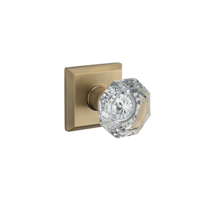Baldwin Reserve FDCRYTSR049 Full Dummy Crystal Knob and Traditional Square Rose Matte Brass and Black Finish - Matte Brass and Black - Brass