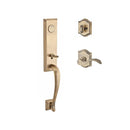 Baldwin Reserve FDDELXCURRTAR049 Full Dummy Del Mar Handleset Right Hand Curve Lever and Traditional Arch Rose Matte Brass and Black Finish - Right Hand - NA