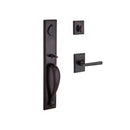 Baldwin Reserve FDLONXTAPRRSR481 Full Dummy Longview Handleset Right Hand Taper Lever and Rustic Square Rose Dark Bronze Finish - Right Hand - NA