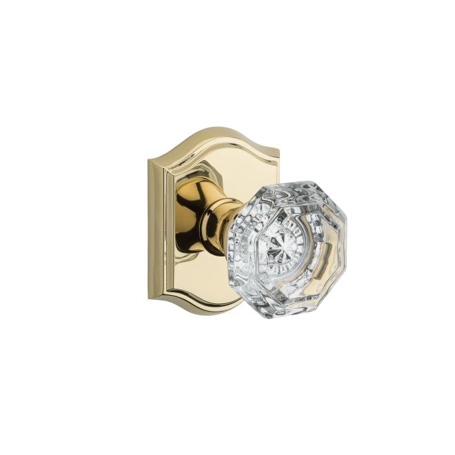 Baldwin Reserve PSCRYTAR003 Passage Crystal Knob with Traditional Arch Rose with 6AL Latch and Dual Strike Lifetime Brass Finish - Lifetime Brass - Brass