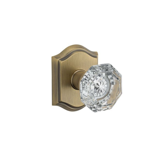 Baldwin Reserve PSCRYTAR049 Passage Crystal Knob with Traditional Arch Rose with 6AL Latch and Dual Strike Matte Brass and Black Finish - Matte Brass and Black - Brass